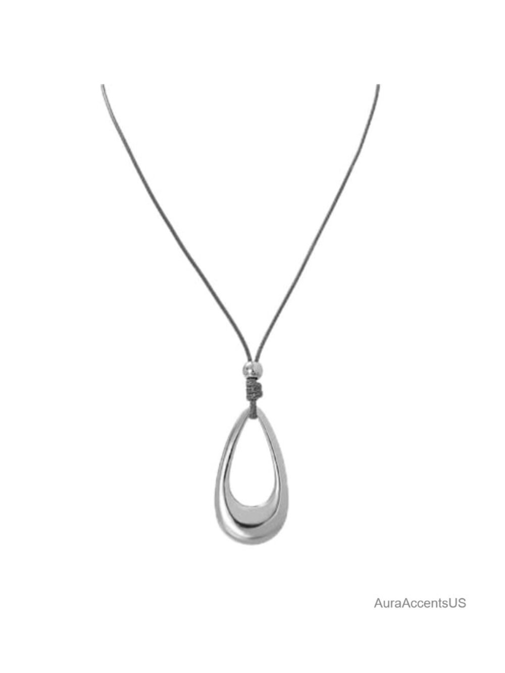 Concentric Ring Pendant Cord Necklace Adjustable 17 Inch Minimalist Boho Chic